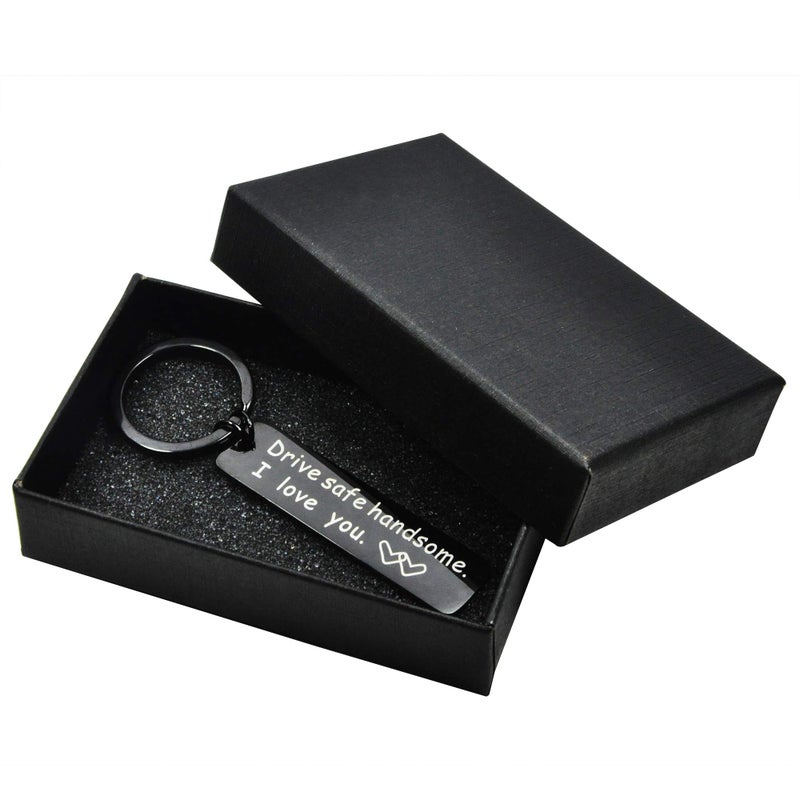 Elechobby Drive Safe Keychain I Need You Here With Me Gifts for Husband Dad Boyfriend Gifts Valentines Day Father's day BirthdayGift (Black I love you B) - Image 4